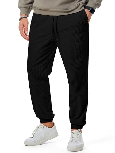 Elegancity Cordhose Herren Baggy Jogginghose Herren Casual Weite Hose Stretch Trainingshose mit Elastischem Kordelzug，Schwarz XL