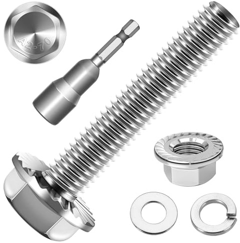 10 viti a testa esagonale M8x35, viti a flangia, in acciaio inox A2 V2A, esagono esterno, filettatura completa, rondelle, molle elicoidali e dadi/kit di viti con punta esagonale magnetica