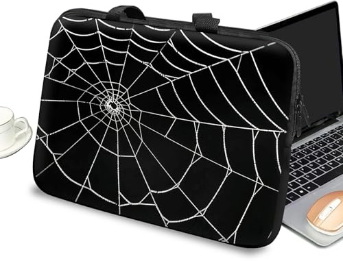 Universal Laptop Case Sleeve 10 inch with Handle and Zipper, Kids Tablet Carrying Case Messenger Bag Portable Tote Bag for 7-10 inch iPad/Notebook/eBook/Readers, Spider Web