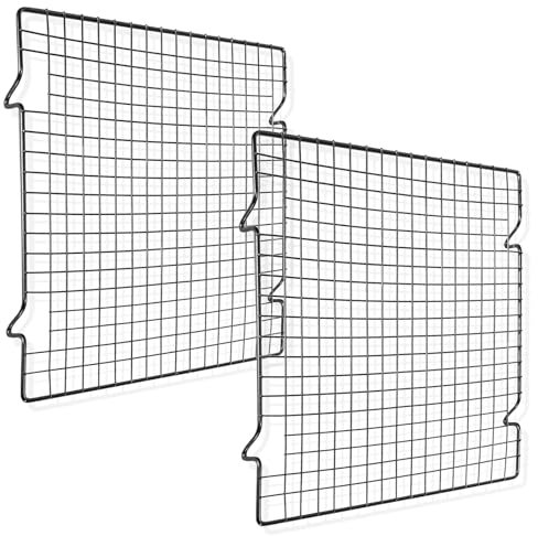 DITK-U 2 Pack Baking Rack 11 x 10 Cooling Rack Black Non Stick Coated Wire Cooling Rack for Roasting, Grilling, Cooking and Drying for Cake/Pizza/Meat