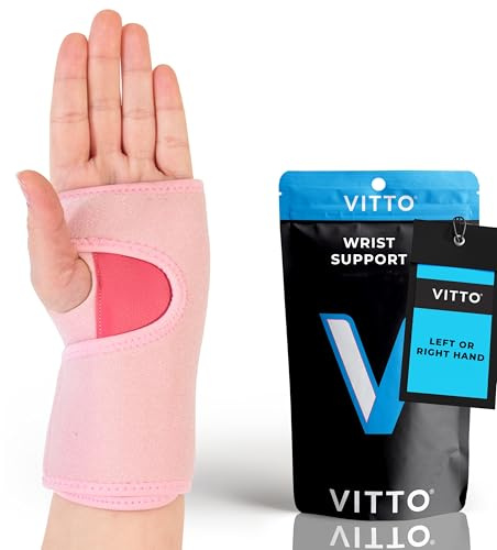 VITTO Wrist Supports - Carpal Tunnel Wrist Splint & Hand Brace, RSI Support | Wrist Brace for Left or Right Hand - Metal Splint for Carpal Tunnel, Arthritis, RSI, Tendonitis & Sprains - Adjustable Fit