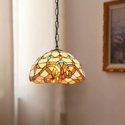 Chao Zan Lampara techo colgante vidrio de colores, lámpara de araña barroco estilo, lámparas colgantes vintage cocina, dormitorio, sala de estar (A-40CM)
