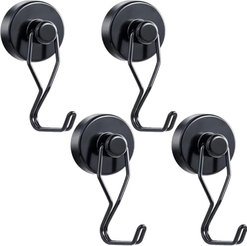 Fantalon Lot de 4 crochets magnétiques extra puissants 30 kg avec crochet pour réfrigérateur, crochet robuste pour plafond, petit aimant pour camionnette, mur