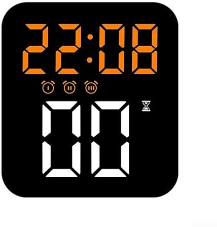 Eawfgtuw Reloj despertador digital LED con 3 alarmas, niveles de brillo ajustables, pantalla grande, función de repetición, soporte de escritorio o pared para dormitorio, oficina, 11 x 10 x 4 cm
