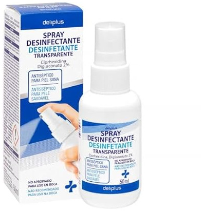 Spray desinfectante antiséptico – con 2% de clorhexidina digluconato – Transparente – 50 ml – Pack de 3