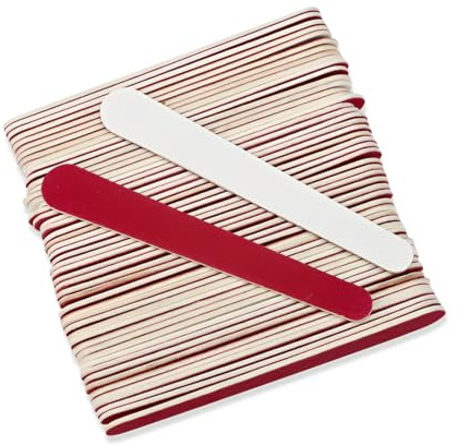 OPVYAEU 100 Piezas Limas para uñas profesionales de madera y papel de lija - Paquete limas para manicura de 7.6 x 1,2 cm - Ideal para todo tipo de uñas - Doble cara abrasiva
