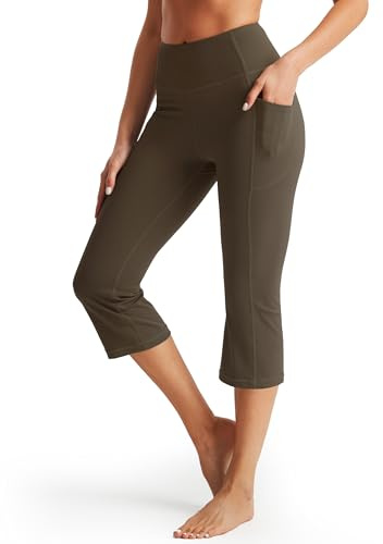Libin Leggins Mujer Verano Pantalón Pirata MallasCortas Verde Oliva L