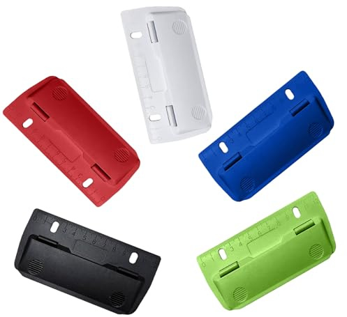 Foonary 5 Stück Taschenlocher,Mini Flacher Locher,Aktenlocher Perforator,Locher für Ordner mit 12cm Skala für Etikettenbindung,Ordner,Haftnotizen,Taschenlocher Kunststoff für Schule Büro Zuhause