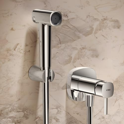 IMEX - Ducha Bidet Agua Fría y Caliente Color Cromado | Grifo Bidet Empotrado para WC | Ducha Higiénica Monomando para Inodoro | Grifería Sustituto de Bidé | Serie Toscana