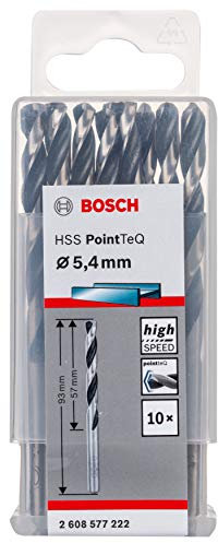 Bosch Professional 10-Piece PointTeQ HSS Twist Drill Bit (for Metal, 5.4 x 57 x 93 mm, Drill Driver Accessories)