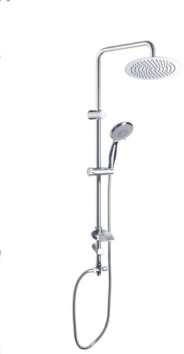 set tubo asta saliscendi colonna doccia AQUArelax ISLA RQ s-mix acciaio inox soffione tondo 20