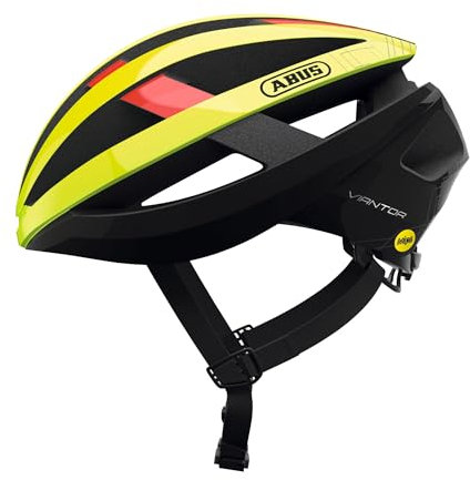 ABUS Rennradhelm Viantor MIPS - Sportlicher Fahrradhelm mit MIPS Aufprallschutz für Einsteiger - für Damen und Herren - Gelb Glänzend, Größe M