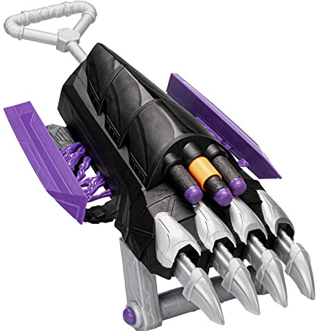 Marvel Mech Strike Mechasaurs Black Panther Sabre Claw Blaster, NERF Blaster with 3 Darts, Role Play Super Hero Toys for Kids Ages 5 and Up