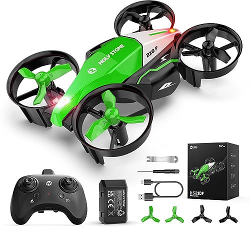Holy Stone HS210F Mini Drohne für Kinder, 2 in 1 RC Quadrocopter mit Landmodus and Flugmodus, One Key Start Höhenhaltung, 3D Flips, Headless Modus Spielzeug Geschenke für Jungen Grün,C0