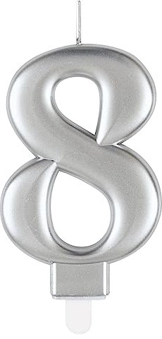 Unique 19598 Geburtstagskerze – 8 cm – Metallische Silberfarbe – 1 Stück (1 Packung), Silver