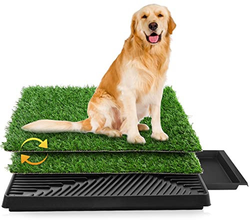 63 x 50 cm große Hundetoilette, Welpentoilette, Trainingsunterlage für kleine, große und ältere Hunde – Tiertoilette Zwei Grasstücke