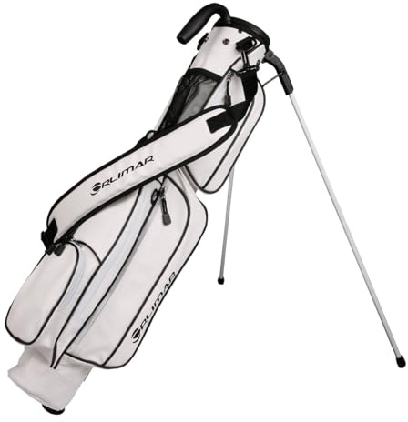 Orlimar Pitch 'N Putt Elite Sunday Golftasche aus Kunstleder mit Ständer für Damen und Herren, weiß/schwarz, klein, leicht, Par 3, Driving Range Golftasche für EIN Paar Schläger Tragegriff,