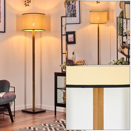 HOFSTEIN Golvlampa chellas, Belysning Inomhus, Lampor för Vardagsrum, golvlampa med träbas och skärm av pappersnätt, E27, skandinavisk design, boho, höjd 169 cm, Ø 40 cm, fotströmbrytare
