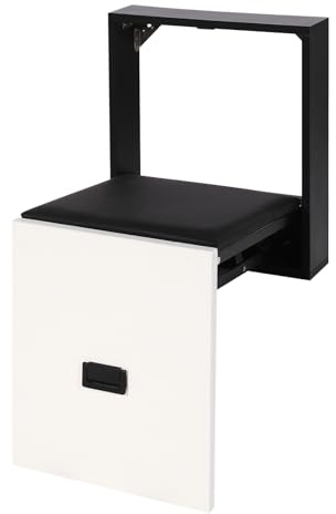 HuKaiL Fällbar pall vikbar, duschstol hopfällbar väggmontering duschpall med 150 kg lastkapacitet, badkarsstol duschpall vikbar för hall badrum vardagsrum, 35,5 x 36,5 cm, svart + vit