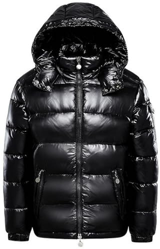 BWGHBH Giacca Invernale in Piuma Uomo e Donna con Cappuccio, Trekking e Giacca Casual Outdoor in Piuma(Nero,L =CN tag XXL)