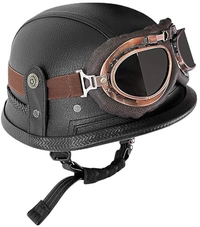 Casco Per Motociclo Stile Tedesco | Casco Mezzo Viso Retrò | Sicurezza Scooter Eleganti e Protezione Testa per Motociclo