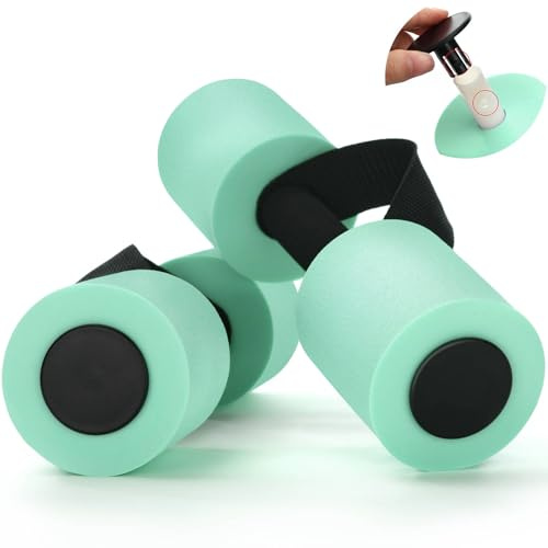 Soulchen Pool Exercise Equipment Water Dumbbells Pool Resistance Aerobic Weights EVA Foam Dumbbell with Handle Strip for Aqua Therapy Water Aerobics Weight Loss Fitness(Mint,Light)