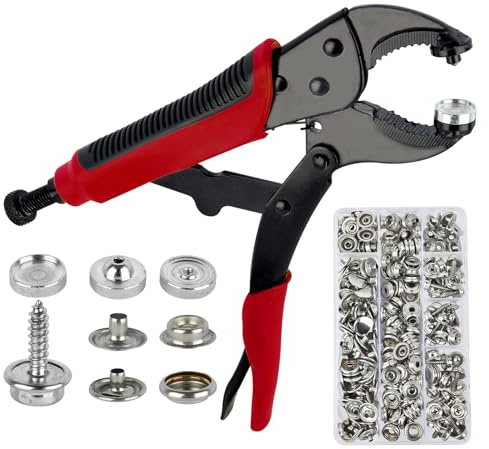 Set di bottoni a pressione con pinze: Set di pinze portatili per occhielli con 60 set di bottoni a pressione da 15 mm con pinze per teloni per barche, Heavy Duty Snap Heavy Duty Snap Fastener Tool