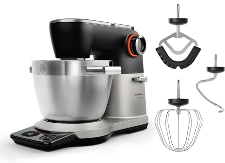 Bosch Küchenmaschine Serie 8, NEU, 9 Automatikprogramme, Waage, Timer, 7 Stufen, 6l Edelstahl-Schüssel, Knethaken, Rührbesen, Silikonbesen, spülmaschinenfest, 1.800 W, MUMS8ZS00