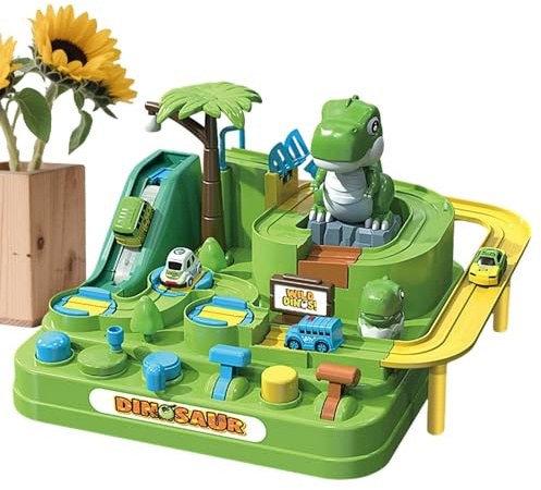 Giocattolo di Pista per Auto | Veicoli Di Trenino Scorrevole Dinosauro,Pista Di Corsa Auto A Tema Avventura Natalizia,Per Bambini, Asilo, Compleanno, Casa, Scuola, Pavimento, Sala Giochi