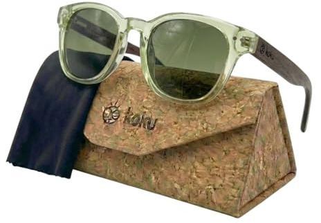 KOKU N18 Gafas de Sol Talla S Polarizadas - Colección Indie Vibe - Estilo Bohemio y Alternativo para Hombre, Mujer, Niño con Protección UV400 Verde Agua - Translúcida