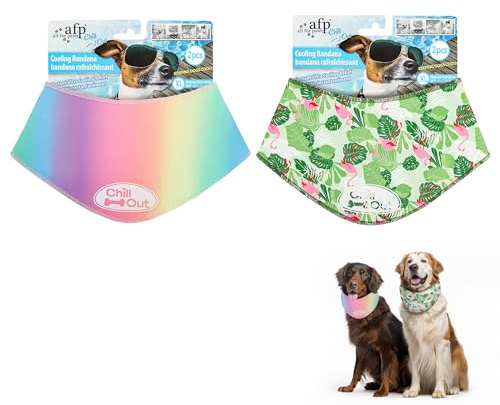 ALL FOR PAWS Chill Out 2PCS Dog Ice Bandana, Instant Cooling Bandana for Dogs, Dog Cooling Neck Wrap, Breathable Scarf Dog Cat Ice Collar for Summer, Neck Girth 53-62cm/20.8-24.4 Inch(Extra Large)