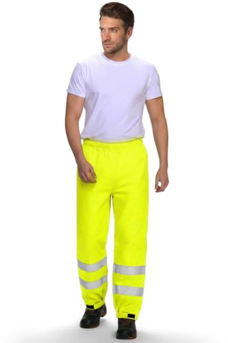 AUYAO Pantalón de Alta Visibilidad, Lluvia Doble Capa, Trabajo M | Pantalón de Lluvia, Hi-Vis Doble Capa, Reflectante Impermeable, Exterior