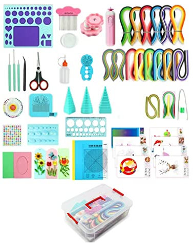 YURROAD Papier-Bastelset, Quilling-Set mit 1.740 Streifen, inkl. Werkzeug und Aufbewahrungsbox