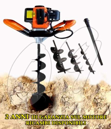 MOTOTRIVELLA A SCOPPIO 52 CC KIT PUNTE TRIVELLA 10/15/20 CM + PROLUNGA 40 cm