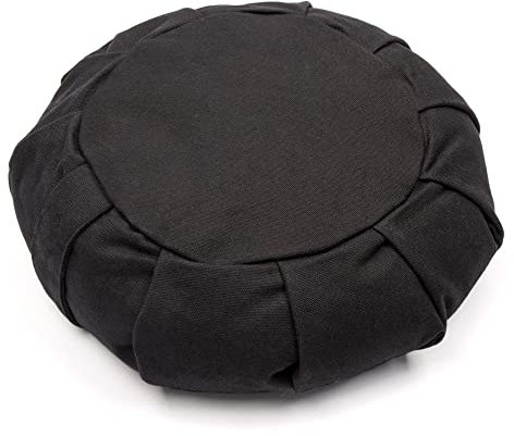 Myga RY1155 - Zafu Yoga Meditation Cushion with Washable Cover, Floor Cushion Pillow with Natural Buckwheat Filling - Soft Round Cotton Design - Black