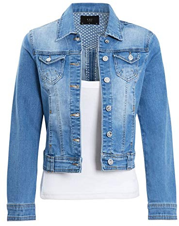 SS7 Femme Veste en Jean Bleu délavé Stretch