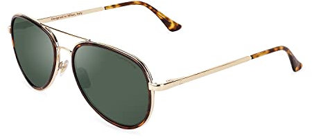 CLANDESTINE - Gafas de Sol Unisex - Modelo Pilot - Color Oro Rosa y Carey - Cristal Polarizado Antirreflejante de Color Azul - Montura de Acero Inoxidable - 139 mm x 48 mm