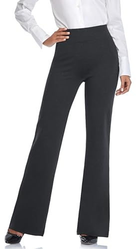 Tapata Mujer 71cm/76cm/81cm/86cm Pantalones Bootcut Elásticos de Cintura Alta, Pequeño/Regular/Alto para Oficina Negocios Casual Carbón Small 76cm
