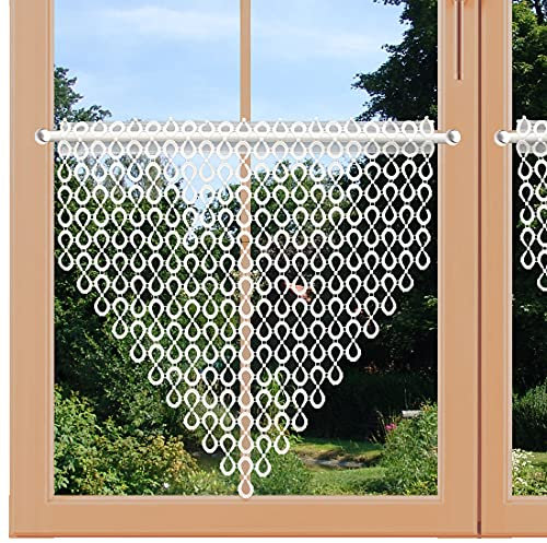 Scheibenhänger Isabella in weiß aus Plauener Spitze mit Gardinenband Flächengardine aus Luftspitze mit Ornament-Muster 60 x 60 cm