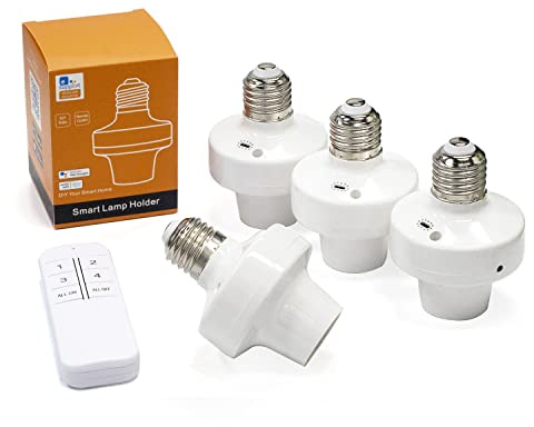 QIACHIP Wi-Fi Smart 2.4G Remote Control Light Socket E26 E27 Bulb Socket Adapter, eWeLink APP Remote Timing, Compatible with Alexa and Google