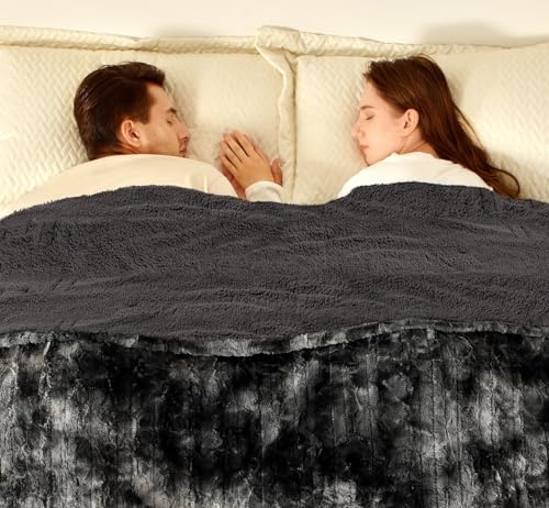 Bearhug Electric Blanket King Size 100x 90, Dual Controllers Heated Blanket, Reversible Faux Fur & Sherpa, Over-Heat Protect, 10 Heating Levels, ETL, Machine Washable
