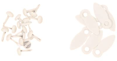 Craftelier - Brads y Botones de Giro para Crear Cierres en Proyectos de Scrapbooking y Manualidades | Incluye 50 Brads y 50 Botones | Tamaño 17 x 7 mm (0.67” x 0.28”) - Color Blanco