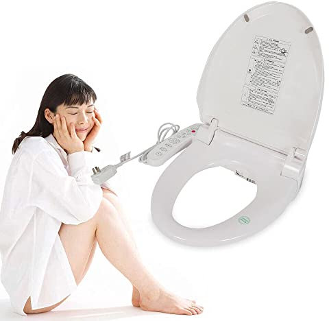 Electronic Smart Bidet Toilet Seat,Oblong Smart Bidet Sitz, Dusch WC Bidet Aufsatz,Deodorisation Heated Seat sanft geschlossener Toilettensitz kombiniertes WC-Bidet