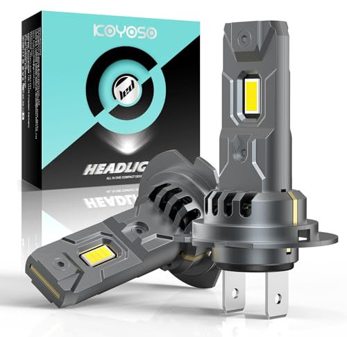 KOYOSO H7 LED 120W per Auto - Kit Sostituzione 1:1, 30000LM Luce Bianca 6000K 12V - Mini Dimensioni - Fari Abbaglianti e Anabbaglianti - Alternativa alle Lampadine Alogene