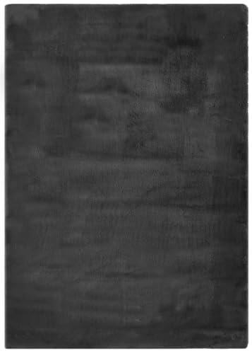 -LUXOR- living Kunstfell Coste Flauschiger Teppich Schlafzimmer - ideal zur Verwendung als Bettvorleger Schlafzimmer - gemütlicher Fellteppich Lammfell Imitat 120 x 170 cm Anthrazit