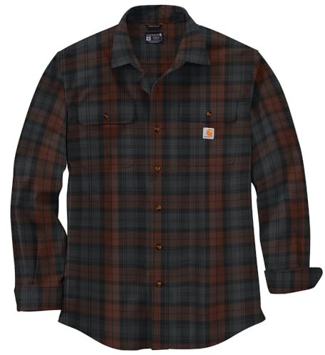 Carhartt Herrenhemd, lockere Passform, schweres Flanell, langärmelig, kariert, Mokka, XL