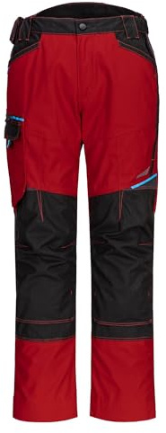 Portwest T701 WX3 - Pantalones de trabajo para hombre - Pantalones de seguridad reforzados con protección de rodilleras, rojo oscuro, talla 38