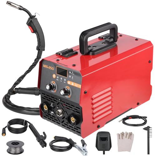 3 in 1 Fülldraht Schweißgerät, 250A Inverter Schweissgerät Elektro Schweißgerät Set MIG MMA Lift Tig, Elektroden Welder mit Fülldraht 0,5kg