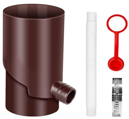 Raccolta acqua piovana con tubo 35-150 cm, raccoglitore di pioggia per tubo di scarico da 100 mm, raccoglitore d'acqua per serbatoi di pioggia (marrone)