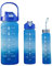 Sport-Wasserflaschen mit motivierender Zeitmarkierung, 3-teiliges Flaschen-Set, 1800 ml + 750 ml + 300 ml, auslaufsicher, Klappdeckel, Trinkflasche für Sport, Radfahren, Outdoor-Aktivitäten, Reisen,